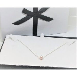 Sterling Silver Floating Pink Pearl Necklace